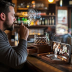 Father Day Gifts Wood Cigar Ashtray Cigarettes Ashtrays for Indoor Outdoor Patio Home Office Use Square Wooden Brown Cigar Ash Tray Father s Day Gift Ideas for Men with GIFT BOX (with drawer)