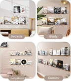 ROYALITA 2-Pack Acrylic Magazine Holder Vinyl Records Holder, Display Floating Nursery Bookshelves Wall Decor Hanging Magazine Holder for Waiting Room, Living Room