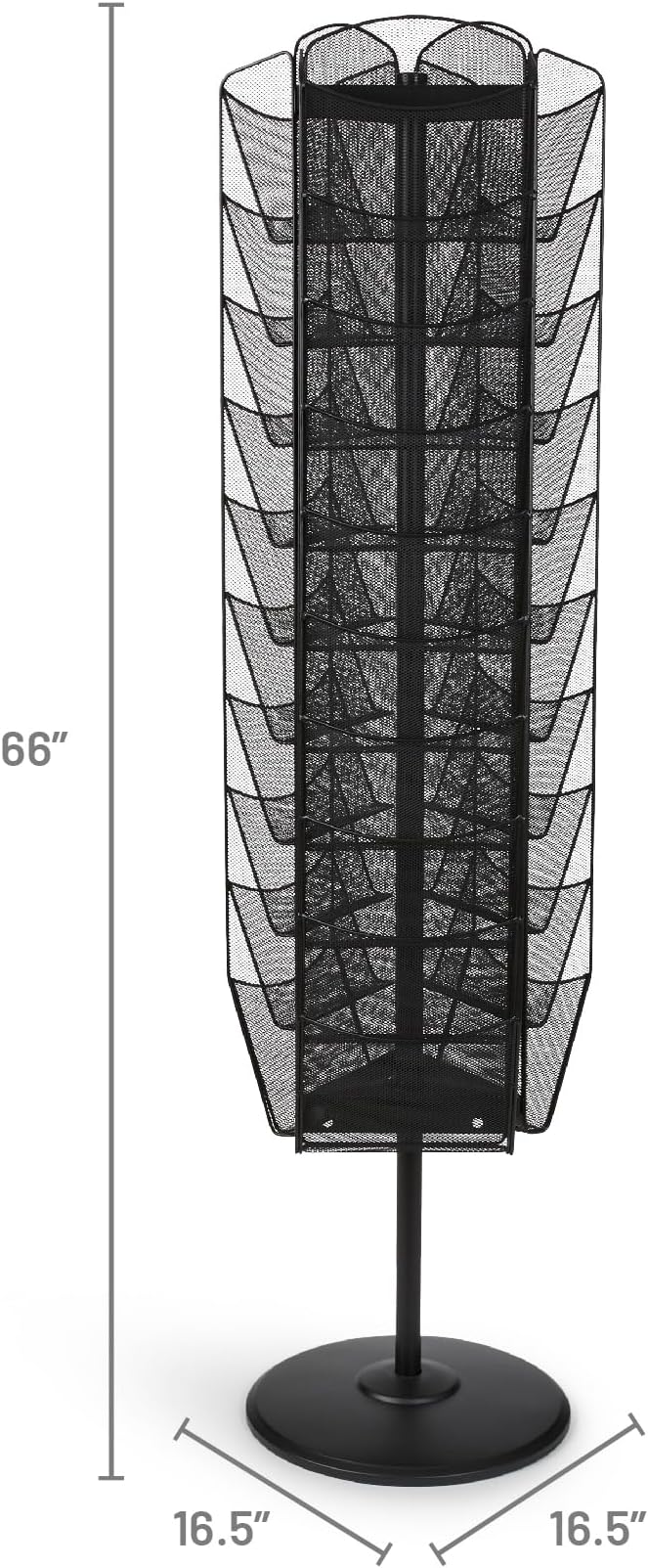 Safco Onyx Rotating Mesh Magazine Holder, Display Rack with 30 Pockets, Brochure Organizer, Commercial-Grade Steel Construction, Black
