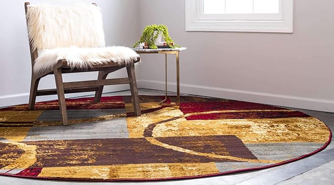 Unique Loom Barista Collection Area Rug - Kouillou (6' 1" Round, Multi/ Brown)