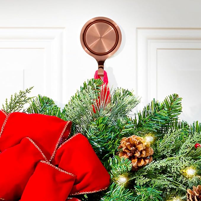 Haute Decor Attract Pinch-Free Magnetic Wreath Hanger (Brushed Copper) - 1 Pack - Safe Wreath Holder Hook for Metal Doors and Surfaces