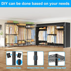 Ulif E13C Pro Heavy Duty Closet Organizer System，Freestanding Clothing Racks for Hanging Clothes，Adjustable Garment Rack 75" W x16 D x77 H Hold 1000lbs，Black Rack with Black Dustproof Cover