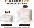 DIMJ Comforter Storage Bag - 110L Large Capacity Ultra Space Saving Self Compression Organize for Duvet, Pillow, Bedding, Blanket Storage Organizer Nylon Compression Bags, Sheet Storage