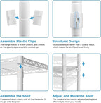 Ulif E4 Clothes Rack, Heavy-Duty Garment Rack, Metal Freestanding Clothing Organization Storage System Can Be L-shaped with Shelves and Hangers, Max Load 962lbs, 71.6" W x 14.5" D x 79.3" H, White