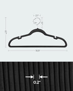 SONGMICS Velvet Hangers 100 Pack, Non-Slip Clothes Hangers with Shoulder Notches, Pants Bar, 360° Swivel Hook, Space-Saving, for Closet, Ink Black UCRF029B010