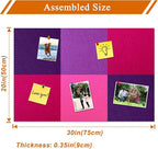 Square Felt Cork Bulletin Board Tiles, Self Adhesive DIY Felt Pin Board for Wall 30" x 20" with 35 Pushpins for Office School Home Wall Decor Stickers Memos Photos Display (Gradual Purple)