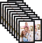 Giftgarden 5x7 Picture Frame Set of 18, Lightweight 5 by 7 Frames Bulk for Gallery Wall Photo Hanging and Tabletop Display, Black