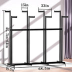 Retail Clothing Rack - for Hanging Clothes, Rolling Metal Garment Racks Heavy Duty, Black Commercial Clothing Display Rack, Clothes Organizer with Wheels (8 Arm,Black)