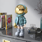 Dosker Astronaut Statues Spaceman Sculpture Polyresin Arts Gifts Light Blue Figurine Ornament Room Decor for Men,Home and Crafts Desktop Accessories Tabletop Decoration, Living Room, Office, Bookshelf