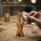 Golden Hands Sculpture - Elegant Resin Statues for Aesthetic Shelf Decor, Office Desktop & Cabinets | 3.54" D x 2.36" W x 9.06" H, Interlocking Hands