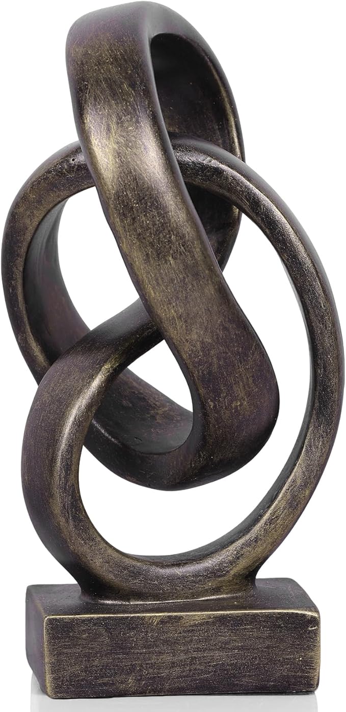 DOVDOV Abstract Bronze Rope Knot Statue, Geometric Decor, Living Room Coffee Table Bookshelf countertop Bronze Decor, Office Coffee Table entryway entryway Desktop Decor.