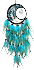 Blue Dream Catcher Wall Decor Tree of Life Dream Catchers with Crystal Pendant Handmade Feather Dreamcatcher Wall Hanging Ornament for Bedroom Living Room Home Decor