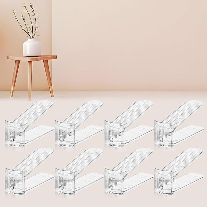 Shoe Slots Organizer for Closet,8 Pack Shoe Stacker Shoe Rack Organizer for Closet Space Saver Storage Shoe Holder Organization(Transparent)