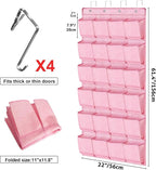 homyfort Pink Shoe Organizer Over the Door for Girls Women Kids Room,Hanging Shoe Rack Organizer for Closet Door,Zapateras Storage Holder with 24 Large Pockets & 4 Sturdy Hooks for Shoes,Slippers