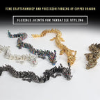 LIYAOLI 5 Pcs Metal 3D Printed Articulated Chinese Dragon Figurine Statue Bookshelf Decor 9 Inch Flexible Joints Luck Dragon for Home Office Desk Decoration