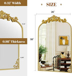 VooBang 26x38 inch Vintage Arched Bathroom Mirror - Gorgeous Wall Vanity Mirror with Beautiful Retro Top and Bottom Engraving Process Frame for Entryway Hallway Living Room, Gold