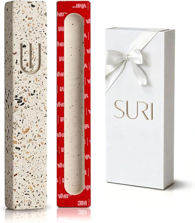 SURI Mezuzah for Door with Scroll – 9 Inch Modern Mezuzah Case with Non Kosher Scroll Included, Fits up to 8” Scroll, Easy Adhesive Installation, Gift Box Included