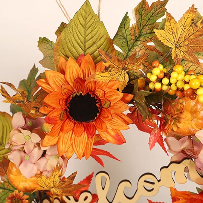 Ochine Fall Harvest Swag for Front Door, Artificial Teardrop Swag Decorative for Thanksgiving, Autumn, Fall Decor & Halloween