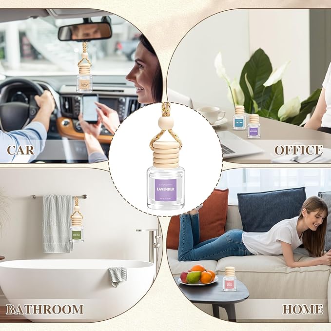 AROIC 24 Pack Car Air Freshener Diffuser, Long Lasting Hanging Fragrance Fresheners Set, Essential Oil Diffuser Scents Accessories, Cute Car Interior for Women & Men