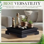 Chunful 1 Pcs Square and Rectangle Wooden Display Stand Wood Vase Display Base Pedestal Stand Vase Lamp Riser for Vases Lamp Teapot Trophy Collectibles Home Decor (Black,6.7 x 6.7 x 2 Inch)