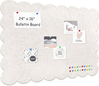 Foldable Decorative Scalloped Felt Bulletin Board 24 * 16 Inches for Wall, Alternative Photo Board Self-Adhesive Vision Board Decorative Pin Board for Wall (Light Camel)