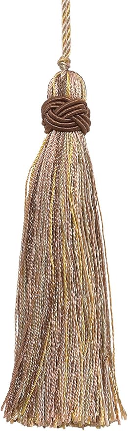 DÉCOPRO 4" (10cm) Decorative Hand-Crafted Tassel | Craft Tassel (ITS) Cashew Beige Multicolor #2935 (Light Beige Mint Green Yellow Gold) Sold Individually