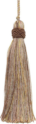 DÉCOPRO 4" (10cm) Decorative Hand-Crafted Tassel | Craft Tassel (ITS) Cashew Beige Multicolor #2935 (Light Beige Mint Green Yellow Gold) Set of 4