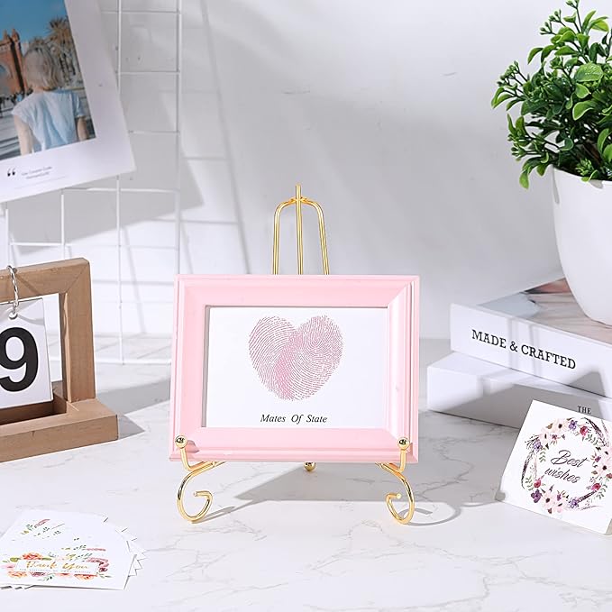 10 Pack 8 Inch Iron Plate Stands for Display, Plate Holder Display Stand, Gold Easel Stands for Photo, Picture Frame, Decorative Plate, Dish, Book and Tabletop Art (Gold, 8 Inch)