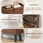 LEYAOYAO Shoe Storage Cabinet with 2 Flip Drawers，Narrow Shoe Storage Cabinet Organizer with Legs for Entryway Hallway, Living Room, Bedroom，Hidden Slim Storage Narrow Shoe Rack Cabinet,Walnut