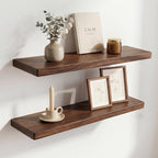 30 Inch Floating Shelves, Solid Wood Wall Shelves, 8 Inch Deep Floating Shelf – for Bathroom, Bedroom, Living Room, Kitchen, Home Decor & Storage, Heavy-Duty Wooden Shelf Wall-Mounted, Set of 2