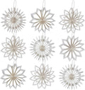 EASY JOY 9Pcs Christmas Hanging Decorations-White Snowflakes Ornaments 3D Christmas Winter Decorations Pure White Hanging Snowflake Decoration for Christmas Tree Garland Winter Home Window Room