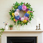 Spring and Summer Wreaths for Front Door 24 Inch Summer Wreath with Vibrant Dahlia, Gerbera Daisy & Primula Floral Arrangement - All Seasons Summer & Spring Door Wreath for Outside Decor