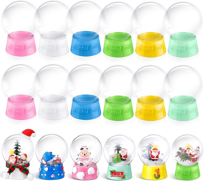 Mifoci 12 Pcs 4 Inch Empty Snow Globe Clear Fillable Water Globe with Screw Off Cap Empty Valentines Day Plastic Snow Case for DIY Crafts Home Decoration Display Plant
