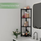 Wisuce Corner Shelf, 100% Real Bamboo Shower Corner Shelves Free Standing Shelf Storage Organizer for Bathroom Living Room Kitchen (Black, 4 Tier)