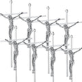 Leinuosen 8 Pcs Metal Crucifix Wall Cross 10 Inch Catholic Slender Metal Crosses Wall Decor for Home Decor Hanging Jesus(Silver)