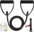RitFit Single Resistance Exercise Band with Comfortable Handles - Ideal for Physical Therapy, Strength Training, Muscle Toning - Foam Padding Door Anchor and Starter Guide Included