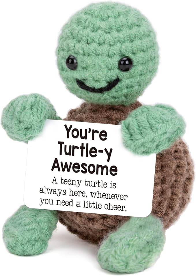 4THFARMES Mini Funny Turtle Gifts Fathers Day Teacher Appreciation Graduation Nurses Week 2026, Birthday Gifts for Women Men Her Him, Small Cute Stuff Things, Emotional Positive Crochet Turtle Decor