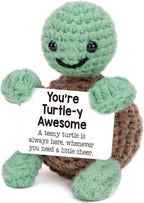 4THFARMES Mini Funny Turtle Gifts Fathers Day Teacher Appreciation Graduation Nurses Week 2026, Birthday Gifts for Women Men Her Him, Small Cute Stuff Things, Emotional Positive Crochet Turtle Decor