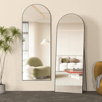 Full Length Mirror, 56"x16" Arch Mirror Floor Mirror with Stand, Black Arched Full Body Standing or Leaning Mirrors for Bedroom, Living Room
