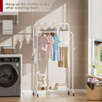 Clothes Garment Coat Rack Drying Clothing Racks Metal Freestanding for Hanging Clothes Portable Closet for Laundry Bedroom White