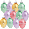 Lillian Vernon Pastel Frost Blown Glass Easter Ornaments - Handcrafted Hanging Tree Decorations, Easter Egg Holiday & Party Decor, 2 in, Assorted, 12-Piece Set