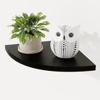 Fun Memories Corner Shelf Wall Mount, Solid Oak Wood Floating Corner Shelves with Cable Hole, 8.5in Rustic Design for Bedroom, Bathroom, Kitchen, Living Room (Black, 1 Pack)