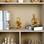 Antique Gold Reading Thinker Statue, Set of 2 Bookshelf Decor Abstract Art Thinker Sculptures, Modern Aesthetic Figurine Home Decoration Ornaments for Living Room Office Shelf Coffee Table Desk Decor