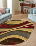 Unique Loom Barista Collection Area Rug - Ngada (2' 2" x 3' 1" Oval, Beige/Red)