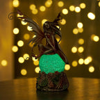 Resin Fairy Statue with Light, Hand-Painted Angel Figurine Graceful Fairy Sculpture Elegant Fantasy Decor for Bookshelf, Mantel, Bedroom, Coffee Table, Thoughtful Gift for Women, Girls