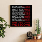 Watch Your Thoughts Motivational Classroom Posters, Inspirational Wall Decor Modern Canvas Painting Wall Art Framed Paintings for Office Living Room Bedroom Home Decorations, 8 x 8 Inches