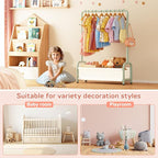 Kids Clothing Rack with Storage Shelf, Kids Dress Up Storage for Coats, Small Baby Garment Rack for Hanging Clothes, Toddler Wardrobe Closet Organizer (Classic, Green)