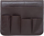 PU Leather Sofa Armrest Organizer, Armchair Magazine Holders, Waterproof Remote Holder for Recliner Couch with 1 Large Pocket, 4 Small Pockets for Magazine, Remote, Phone, Ipad, Books (brown)