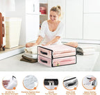 SpaceWhisper 4 Pack Clear Storage Bags, Plastic Blanket Storage Bags with Zipper and Handle, Moving Bags for Comforter, Bedding & Clothes, Closet Organizer and Under Bed Storage (15.7x13.8x3.9 Inch)