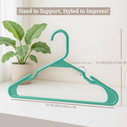 Utopia Home Plastic Hangers 50 Pack, Space Saving Plastic Clothes Hangers for Adults with Built-in Strap Hooks, Essential for Shirts, Pants, Skirts & Coats (Aqua)